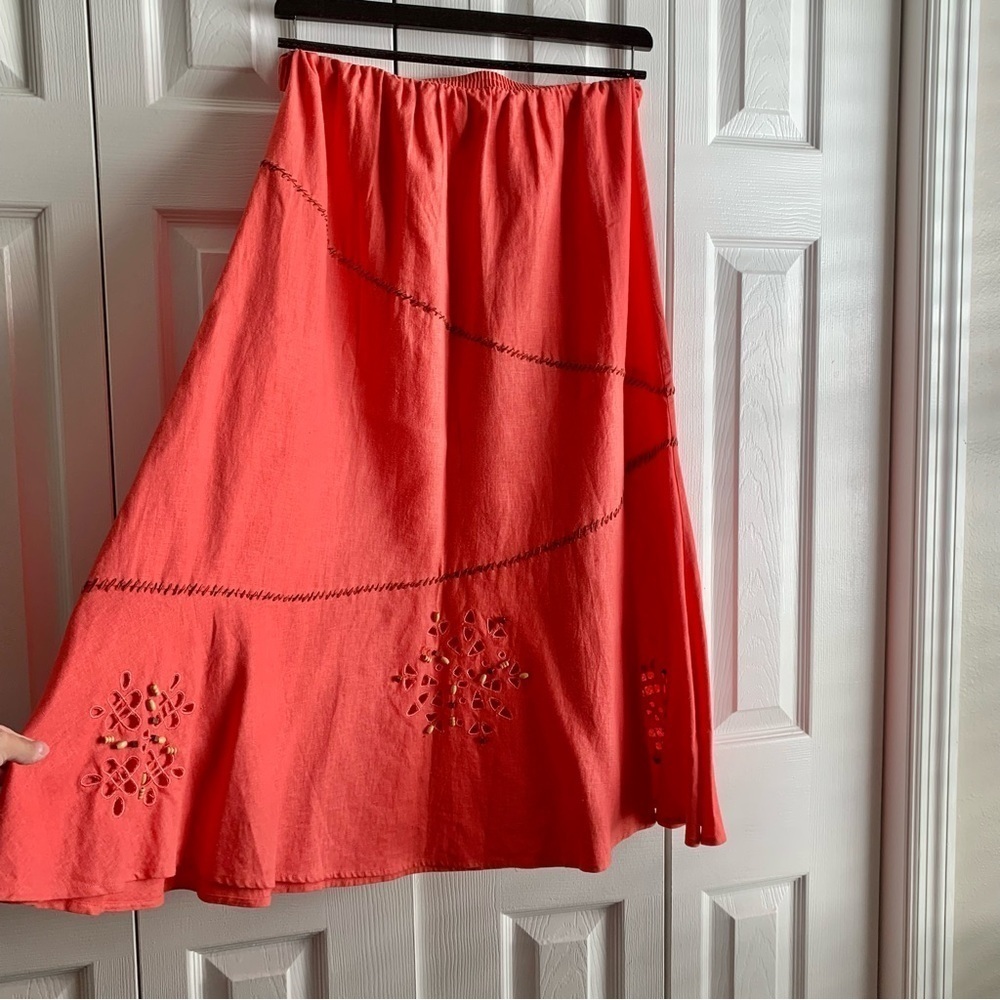Vintage Napa Valley Coral Linen Blend Skirt